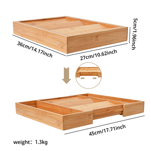 ลิ้นชักไม้ไผ่ขยายได้ถาดเก็บเครื่องเทศ3ชั้นสำหรับใส่ลิ้นชัก - Product Image 6