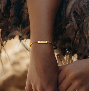 Inspire Jewelry – <span class=keywords><strong>Bracelet</strong></span> en acier inoxydable 18K or personnalisé <span class=keywords><strong>avec</strong></span> nom arabe, chaîne cubaine vierge rectangulaire, <span class=keywords><strong>Bracelet</strong></span> d'amitié pour Couple - Product Image 4