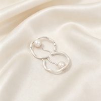 Boucles d'oreilles en argent Sterling 925 plaqué or 18k pour femme, bijoux en perles irrégulières creuses et tordues