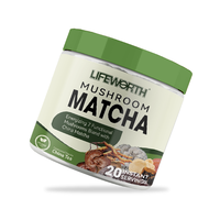 Lifeworth Champignons adaptogènes Avoine Poudre laiteuse mélanges thé vert latte au lait