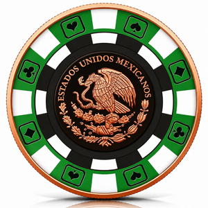 Pièce de collection de luxe en cuivre .999 de 1 oz, gravée en 3D et imprimée UV, motif déesse ailée, jeton de poker, badge Liberté, Mexique - Product Image 2