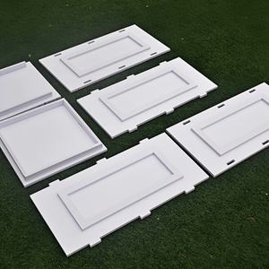 عرض طاولة الحلوى البيضاء الأكثر مبيعًا من 4 قطع ، ديكور ممر من كلوريد البولي فينيل ، حامل زهور لتزيين حفلات الزفاف والحفلات - Product Image 4