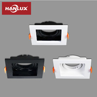Boîtier de downlight PC à angle réglable, design frontal amovible, cadre de plafond encastré pour lampes GU10/MR16