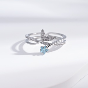 custom plata 925 <b>sterling</b> <b>Silver</b> fish Star blue zircon <b>ring</b> <b>adjustable</b> Women Engagement 14k gold plated fashion layered <b>rings</b> - Product Image 1