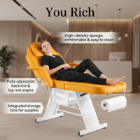 Table de massage moderne en aluminium - Mobilier de salon portable avec repose-jambes réglable et appui-tête intégré