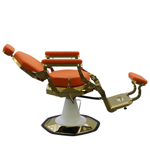 Chaise de salon en cuir synthétique <span class=keywords><strong>orange</strong></span> au design créatif avec or pour salons de coiffure et spas - Product Image 6