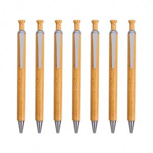 Stylo bille personnalisé en bois écologique avec logo client, fin et élégant, pour signature, promotionnel, encre bleue/noire - Product Image 6