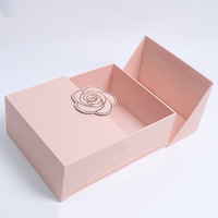 Benutzer definierte profession elle Luxus rosa Doppeltür offene Pappkarton mit benutzer definierten Einsatz für Hochzeit Souvenirs