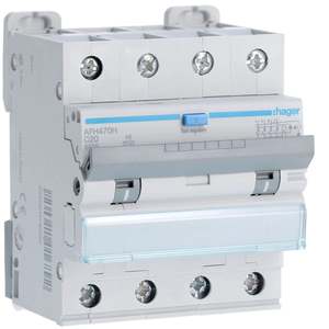 AFH470H Personnalisable avec Hagers RCBO 6000A 4P courbe C 20A A-HI 300mA 4M - Product Image 1