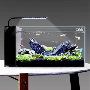 <span class=keywords><strong>Aquarium</strong></span> de salon de petite taille avec plateau en verre ultra-blanc, paysage écologique, filtre latéral, changement d'eau sans oxygène - Product Image 1