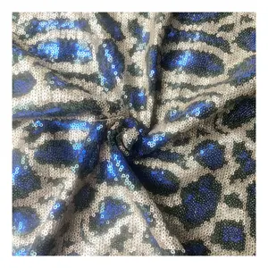Alta Qualidade Dance Dress Animal Leopard Print Allover Atacado Reversível Lantejoula Tecido Lantejoula
