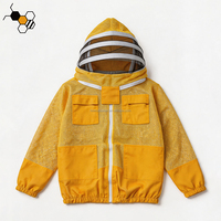 Veste d'apiculture respirante à 3 couches en maille, anti-piqûres, demi-corps, avec voile de protection amovible