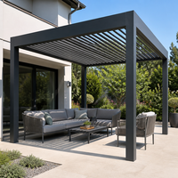 Pavillon extérieur Jiake avec lames en aluminium réglables, gazebo bioclimatique pour projets de terrasses commerciales sur toits