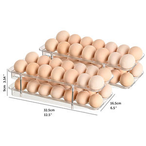 Оптовая продажа C700 <span class=keywords><strong>2</strong></span>-ярусная 16-сетчатая пластиковая коробка для яиц большой емкости кухонный органайзер для хранения яиц для холодильника прямоугольной формы - Product Image 6