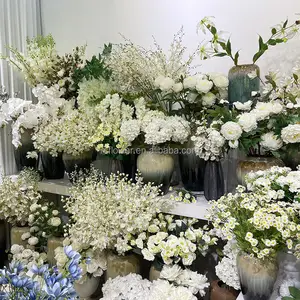 Fleurs artificielles blanches vente en gros décor de mariage en vrac soie roses blanches branche de fleurs de cerisier orchidée bouquet de fleurs de marguerite
