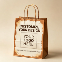 Sac fourre-tout personnalisé écologique pour café, sacs cadeaux en papier kraft vintage, emballages à emporter pour restaurants, accepte les commandes