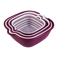Nieuwe Product Afvoer Mand Thuis Keuken Wassen Mand Dubbele Laag Fruit Groente Wassen Plastic Afvoer Mand