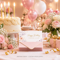 Ensemble d'invitations d'anniversaire personnalisées en papier coton avec doublure, faible MOQ, impression numérique, luxe pour la maison