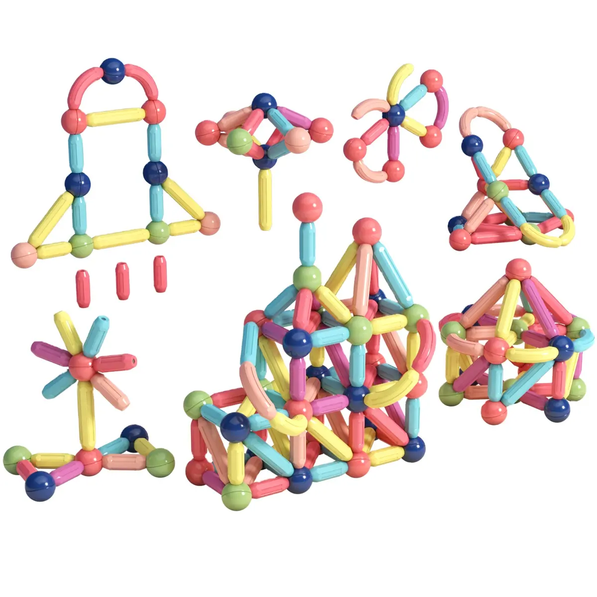 Mıknatıs sopa çubuklar manyetik 3D DIY yaratıcı eğitim bulmaca ilginç komik oyuncak çocuklar yapı taşları