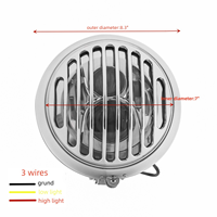 Phare de moto noir 7 "LED Grille pour Harley Cafe Racer Bobber