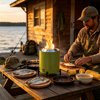 Poêle à bois portable en acier inoxydable sans fumée, foyer de table pour patio et aventures en plein air