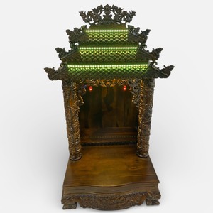 Altères du Dieu de la Richesse en Bois de Muong – Temple domestique à trois toits, sanctuaire religieux en bois pour la maison - Product Image 3
