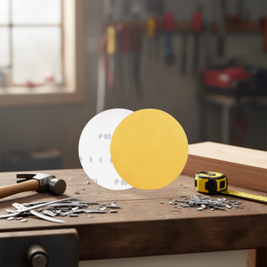 Disco de Lijado Fervi con Velcro Dorado P80 de 150 mm para Acabado de Madera y Metal - Product Image 3