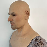 Masques réalistes en silicone souple et élastique, fabriqués à la main en usine, pour jeunes hommes élégants, accessoires de tête pour films, cosplay, Halloween et fêtes.