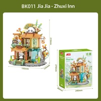 Jouet de construction en blocs Stream Inn Panda House Street View, modèle de construction à assembler soi-même de style chinois, décoration pour enfants, cadeau