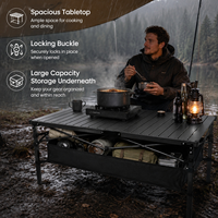 Tables de camping pliantes, table de pique-nique pliable, portable, en aluminium, pliable, légère, avec filet de rangement
