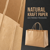 Sacs en papier kraft personnalisés avec poignées à cordon pour les promotions de vente au détail de marques et les commandes d'emballage en gros