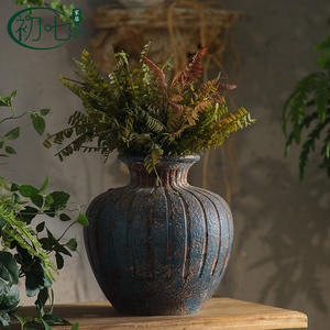 Jarrón de cerámica estilo antiguo marroquí, hecho a mano, maceta decorativa para el hogar y jardín, diseño bohemio - Product Image 2