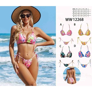 Costume da bagno bikini HDJ a due pezzi con stampa floreale, taglie 42, 44, 46, da spiaggia, elasticizzato, con laccetti laterali e scollo profondo - Product Image 3