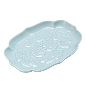 Plato Irregular de Porcelana para Té y Aperitivos, Doble Felicidad y Prosperidad, Plato para Postres y Frutas para Bodas - Product Image 3