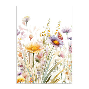 Décoration de salon, style nordique, 3 panneaux, art mural moderne, <span class=keywords><strong>aquarelle</strong></span> fraîche, plantes, <span class=keywords><strong>peinture</strong></span> sur toile, <span class=keywords><strong>fleurs</strong></span> sauvages imprimées - Product Image 4