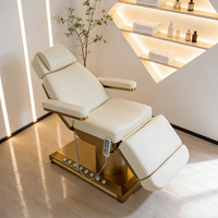 Table de massage électrique de haute qualité à 3 moteurs, lit de spa, luxe, commande au pied dorée, salon de beauté, lit de salon de beauté cosmétique