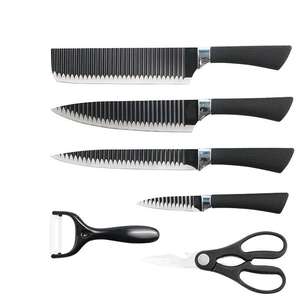 Alta qualidade 6 peças de aço inoxidável Kitchen Knife Set Non-Stick Revestimento PP Handle Scissor & Peeler Gift Box Pack - Product Image 1