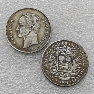 Monete commemorative in stile antico da 20 centavos del Venezuela del 1874, regali, decorazioni per la casa - Product Image 1