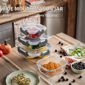 <b>Stackable</b> glass <b>Food</b> <b>Storage</b> <b>Containers</b> With Clip On Lids For Fridge Meal Prep Travel Freshness Preservation - Product Image 2