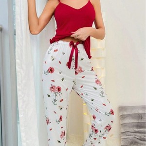 Traje de pantalón con <span class=keywords><strong>tirantes</strong></span> estampado para mujer, informal y cómodo, con rayas, ideal para uso diario y en casa. - Product Image 3