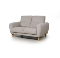 Canapé 2 places en tissu gris clair, canapé moderne et simple avec pieds en bois pour salon d'appartement
