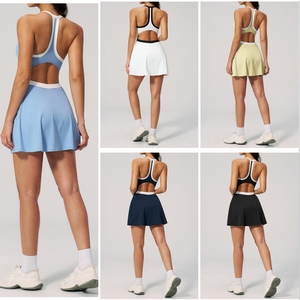 Abito Senza Maniche Sportivo Morbido Effetto Nudo per Allenamento Golf Tennis, Vestito Intero Fitness Palestra Activewear Bicolore per Donna - Product Image 3