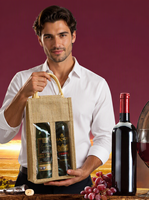 Joli sac à vin en toile de jute avec fenêtre en PVC, emballage en toile de jute pour vin