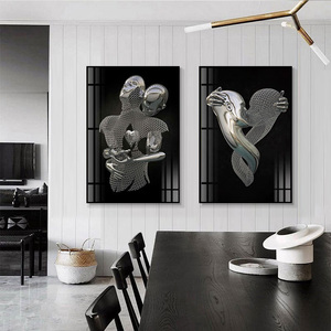 Estatua de amante de metal al por mayor abraza tu corazón Mesa pared arte cristal porcelana pintura decoración del hogar - Product Image 3
