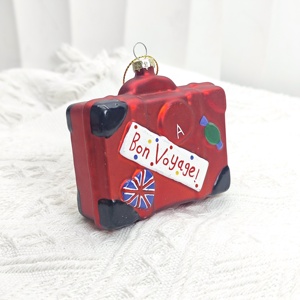 Décorations <span class=keywords><strong>en</strong></span> verre soufflé <span class=keywords><strong>de</strong></span> haute qualité, faites à la main, rouges/bleues/<span class=keywords><strong>argent</strong></span>ées, <span class=keywords><strong>en</strong></span> forme <span class=keywords><strong>de</strong></span> valise roulante, idéales pour les sapins <span class=keywords><strong>de</strong></span> Noël - Product Image 4
