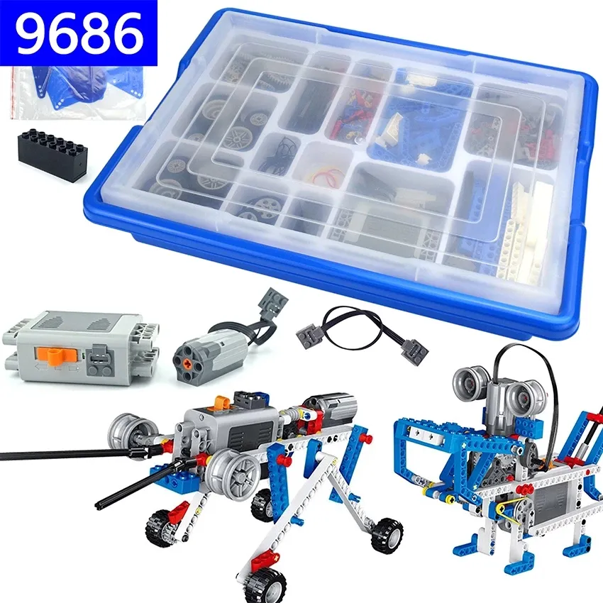 396PCS Technic Part Electronic Constructor MOC RC Robot Designer Motor Bricks 9686 Educational Toys for Kids Building Block Set