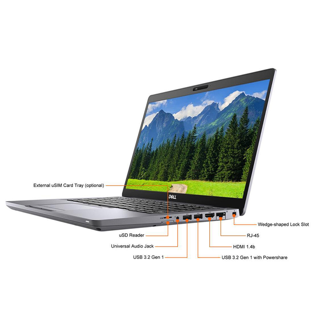 Latitude 5410 10th Gen Intel I5 8G 256G SSD TN Panel 14 Inch Refurbished Business Laptop Class a Wholesale