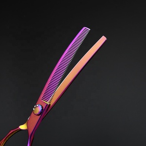 PT-0007 Chuyên Nghiệp Con Chó Chải Chuốt Cắt Kéo Nhật Bản 440C Pet Cắt Bộ Cong Mèo Vg10 Chunker Tùy Chỉnh Mỏng Titan CNC - Product Image 6