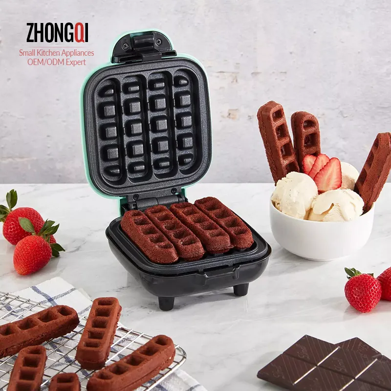 Trang Chủ Trẻ Em Double Flat Mini Bánh Quy Điện Máy Vuông 4 Dải Vỉ Nướng Bánh Waffle Maker Cho Bánh Nướng/