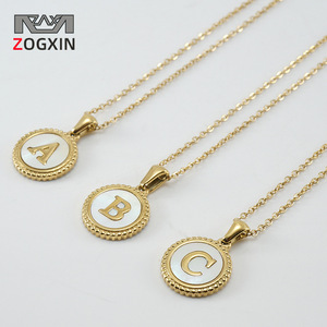 Zogxin Letter Pendant Necklace 18K Gold Plated Stainless Steel Alphabet Charm Jewelry For Women Fashion Style - Product Image 1